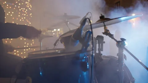 Playing drums at a live concert Stock Footage 288565695