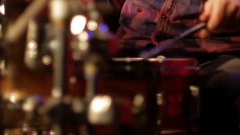 Playing the drums on stage - Close up Stock Footage 75940611