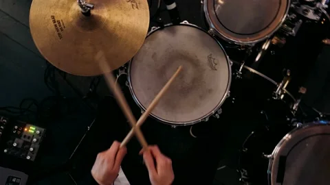 Playing drums top view of musician's hands Stock Footage 196805387