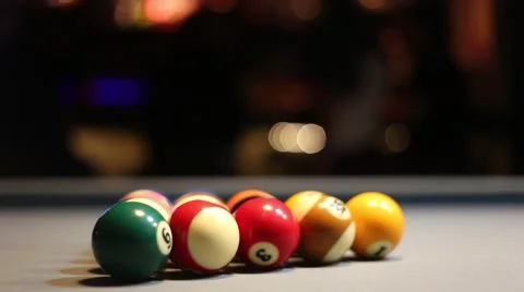 Playing Eight-ball pool billiards in a bar Stock Footage 51780219