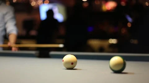Playing Eight-ball pool billiards in a bar Stock Footage 51780261