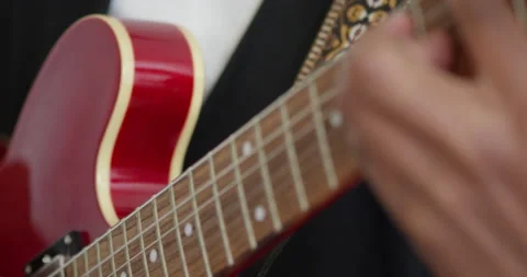 Playing electric guitar close-up Stock Footage 140744744