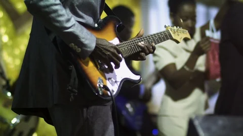 Playing Electric Guitar at Comorian Wedding Stock Footage 127044197