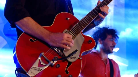 Playing electric guitar Stock Footage 33034190