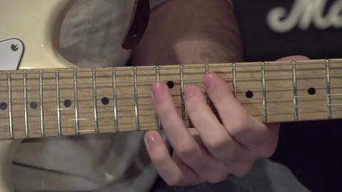 Playing the electric guitar Stock Footage 80386362