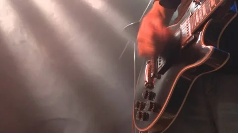 Playing Electric Guitar On Stage, Close Up Stock Footage