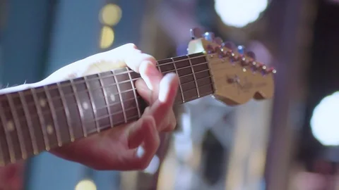 Playing Electric Guitar On a Stage Close Up Stock Footage 101838537