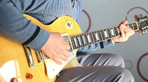 Playing electric guitar,close up of hand Stock Footage 40689770
