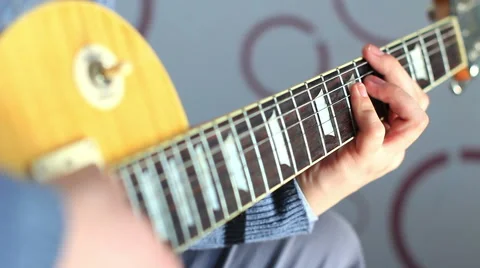 Playing electric guitar,close up of hand Stock Footage 40690009