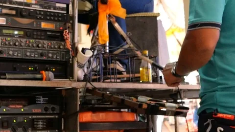 Playing electronic musical instruments. Stock-Footage 120717081