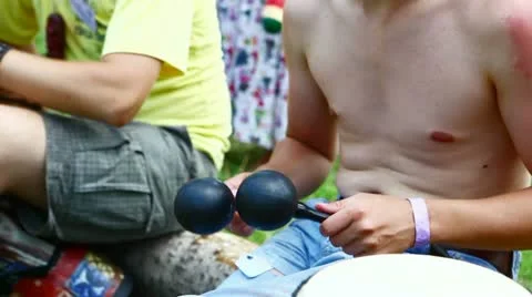 Playing the ethnic drums Stock Footage 12184162