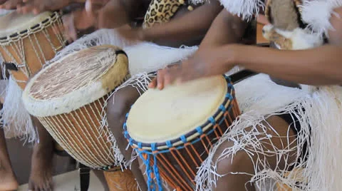 Playing on ethnic drums Stock Footage 24242105