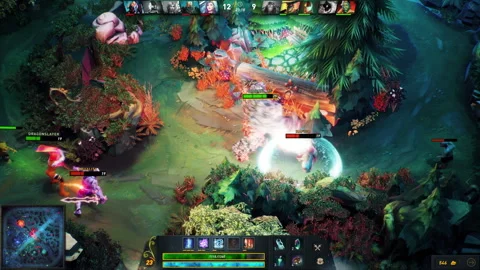 Playing As Fantasy Character In Online Multiplayer Mode In RPG MOBA Video Game 스톡 동영상 245012771