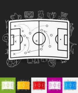 Playing field paper sticker with hand drawn elements Stock Illustration