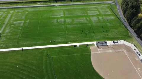 Playing Fields Flying Overview Stock Footage 194638807