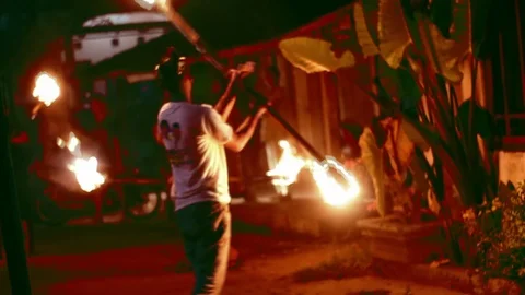 Playing with fire during Eid Al-Fitr victory day Stock Footage 121845301