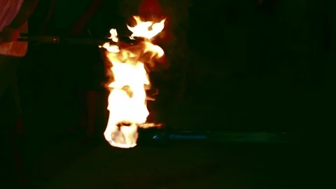 Playing with fire during Eid Al-Fitr victory day Stock Footage 121845306