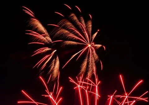 Playing with fireworks in the night sky-11 Stock Photos