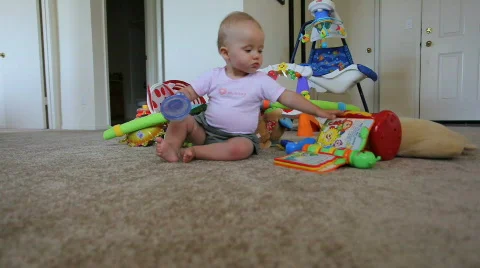 Playing on the floor Stock Footage 459500