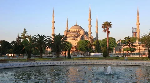 Playing fountain at Sultanahmet Square, Instanbul Stock Footage 60801853