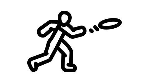 Playing frisbee summer spend time line icon animation Stock Footage 326748789