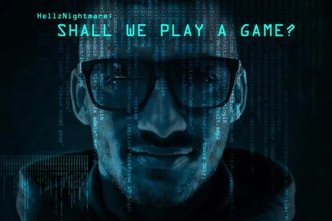Playing a game of cat and mouse. Portrait of a menacing computer hacker posin Stockfoto's