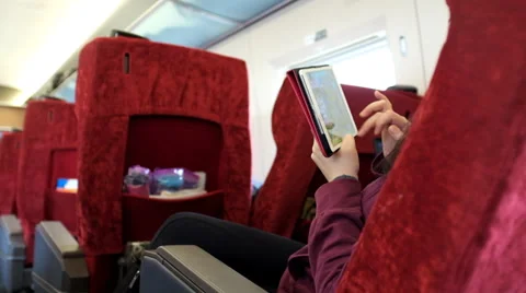 Playing game on the train Stock Footage 35364830