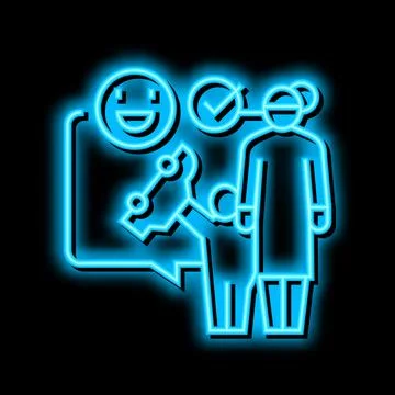 Playing games babysitter and kid neon glow icon illustration Stock Illustration
