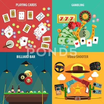 Playing Games Banners Set Stock Illustration