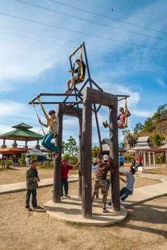 Playing on giant wheel, Thailand Stock Photos