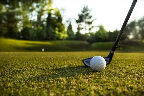 Playing Golf ball, course on a sunny day Stock Photos