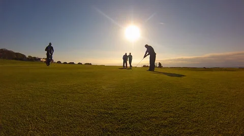 Playing golf silhouette Stock Footage 37784549