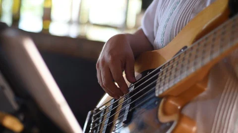 Playing guitar close up Stock Footage 128159420