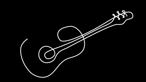 Playing Guitar Continuous Line Self  Drawing Animation Stock Footage 102785294