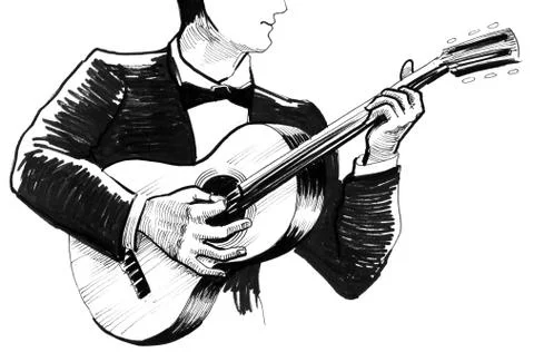 Playing a guitar Stock Illustration