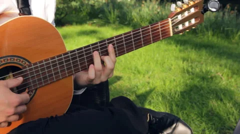 Playing Guitar Outside During Wedding Ceremony Stock Footage 45937976