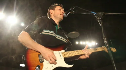 Playing Guitar On Stage Stock Footage 664219