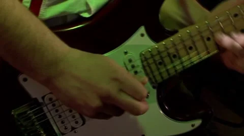 Playing the guitar (string-bending) Stock Footage 50045520