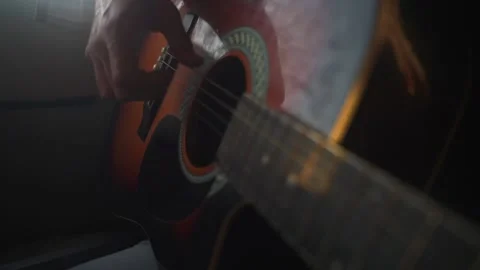 Playing guitar vanlife Stock Footage 234730278