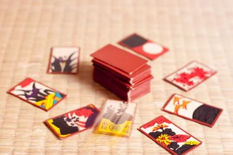 Playing Hanahuda Stock Photos