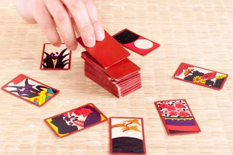 Playing Hanahuda Stock Photos