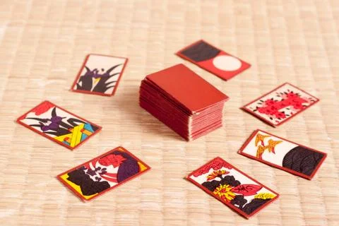 Playing Hanahuda Stock Photos