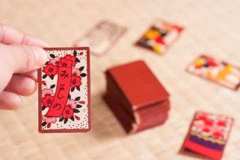 Playing Hanahuda Stock Photos