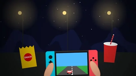Playing Handheld Video Game In Car During Night Road Trip Animation Loop Stock Footage 341265597