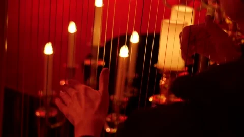 Playing the harp Stock Footage 194693209