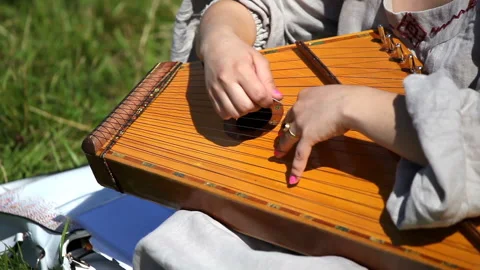 Playing harp instrument Stock Footage 90854562