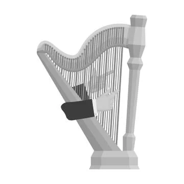 Playing the harp stringed musical instrument. Orchestral harp single icon in 스톡 일러스트
