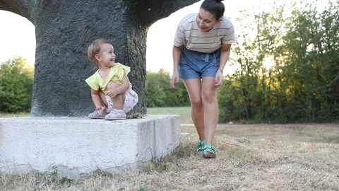 Playing hide and seek with mom Stock Footage 288075124