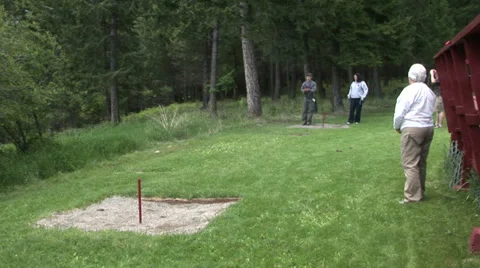 PLAYING HORSESHOES Video stock 33834969