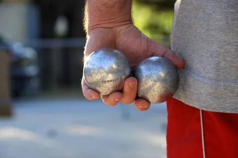 Playing jeu de boules Stock Photos